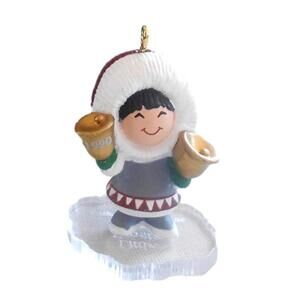 1990 Hallmark Ornament "Little Frosty" Eskimo Mini Ornament XPR9720